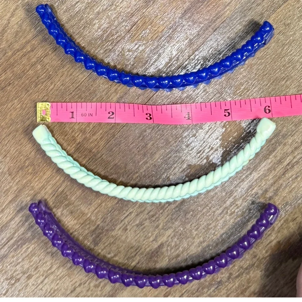 Vintage 80s Banana Clip Hair Accessories Set 3pc Clincher Ponytail Combs 6in